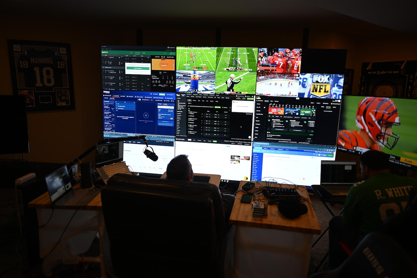 The over-the-top home offices of full-time sports bettors