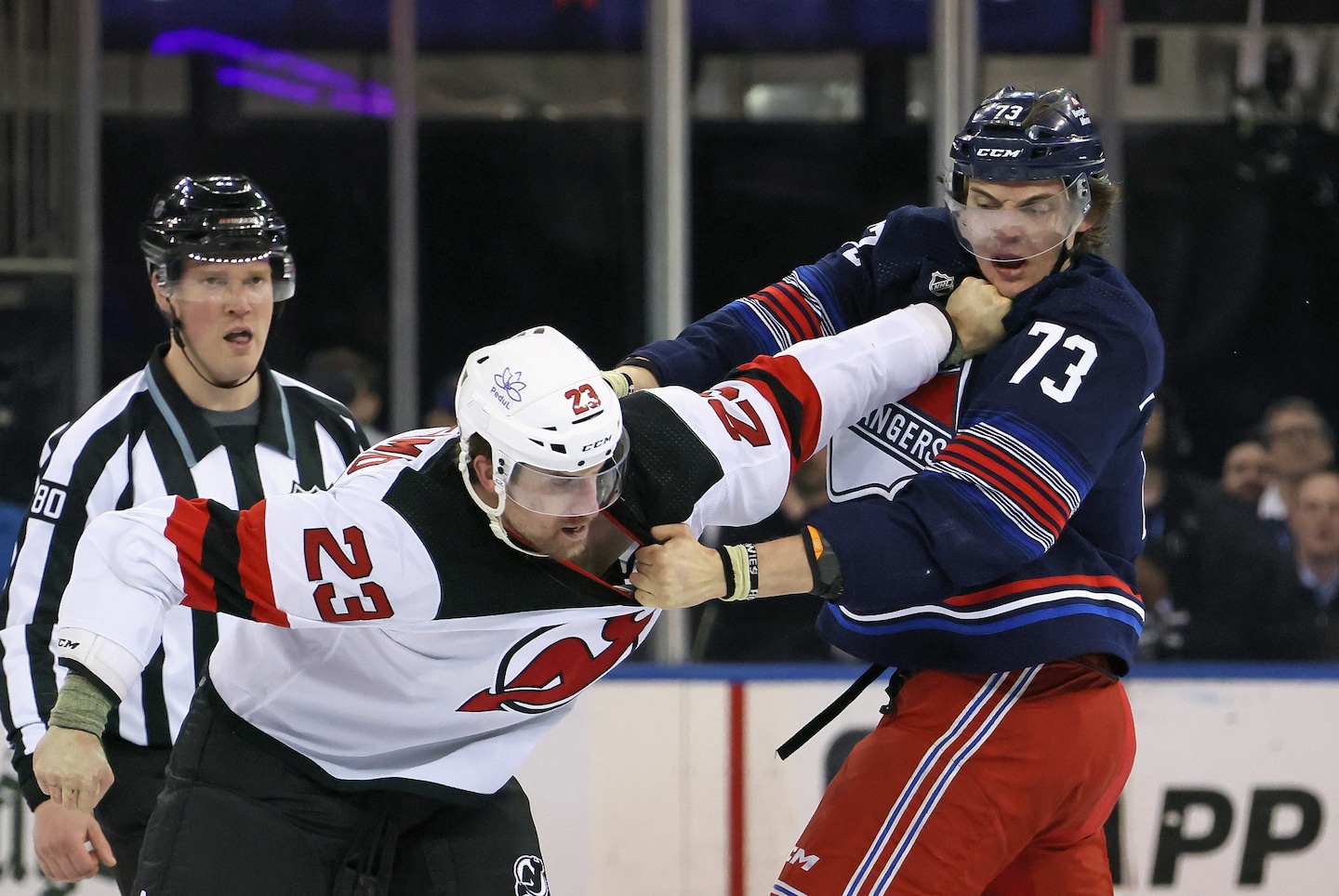 Rangers-Devils brawl results in eight ejections two seconds into game